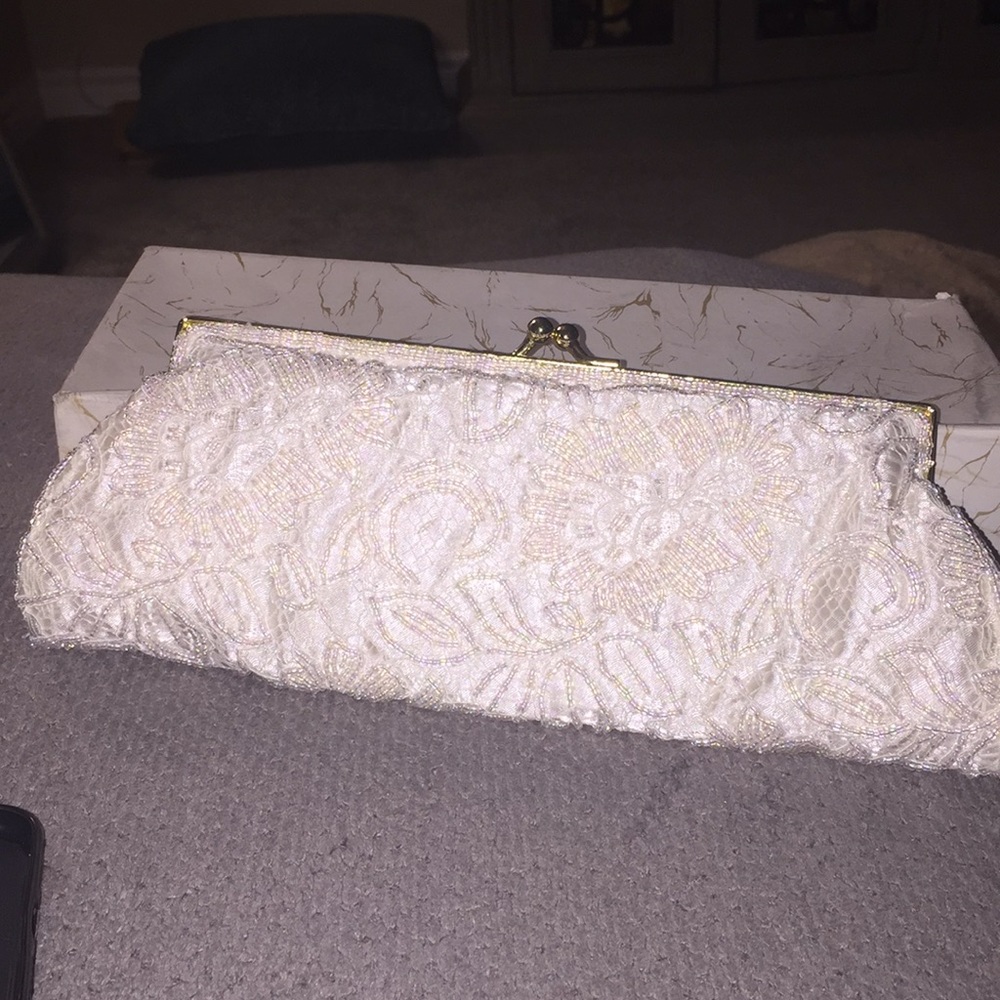 Ivory Hand Made Beaded Clutch